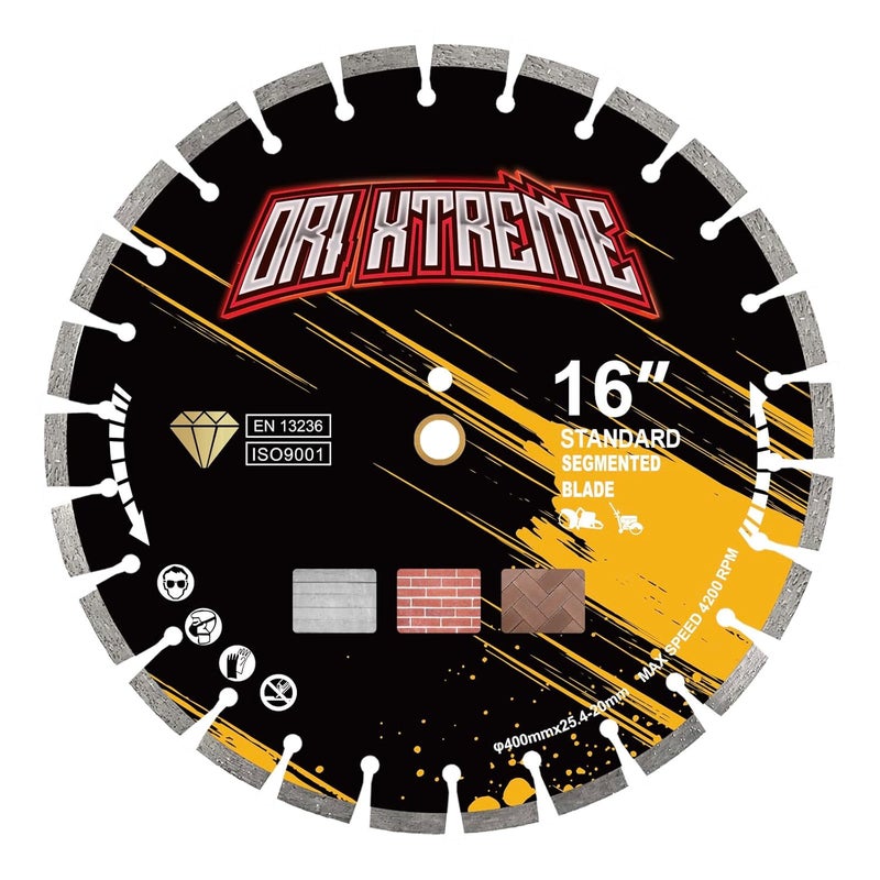 ORIXTREME 16 Inch Diamond Concrete Saw Blade, Segmented General Purpose Blade Dry/Wet Cutting Concrete,Masonry, Brick, Block,Paver 1"-20mm Arbor - Image 1